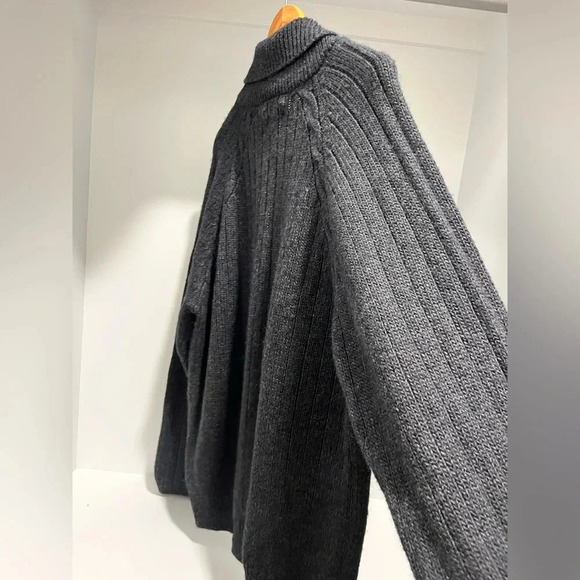North 44 Alpaca italian yarn cable knit shawl collar gray sweater men’s large - Picture 5 of 10